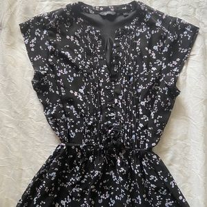 Mid length navy blue flora dress